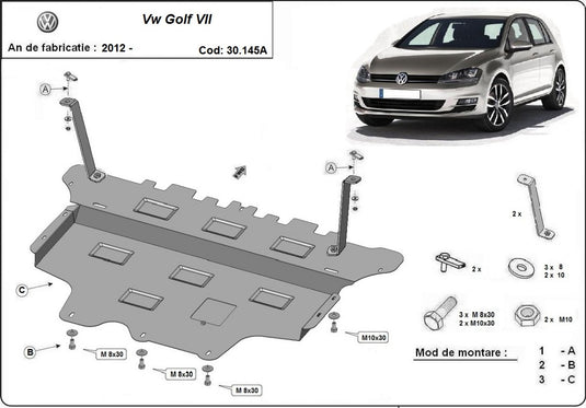 Engine - metallic shield Vw Golf VII - cutie de viteză automată (2mm)