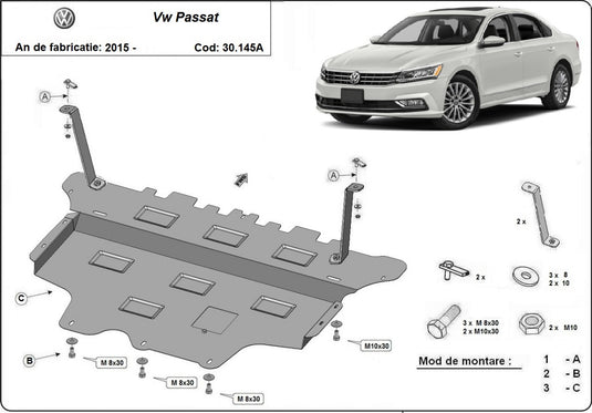 Engine - metallic shield Volkswagen Passat B8 - cutie de viteză automtă (2mm)
