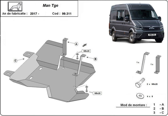 Fuel tank - metallic shield  AdBlue Man TGE (2mm)