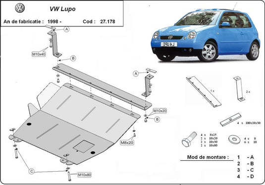 Engine - metallic shield VW Lupo (2mm)