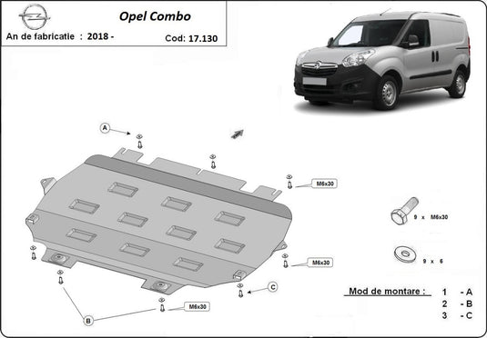 Engine - metallic shield Opel Combo E (2mm)