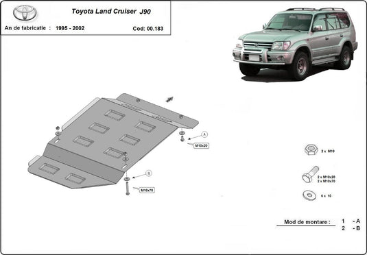 Boîte de vitesses - blindage métallique Toyota Land Cruiser J90 (2,5 mm)