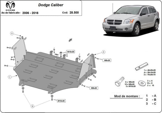 Engine - metallic shield Dodge Caliber (2mm)