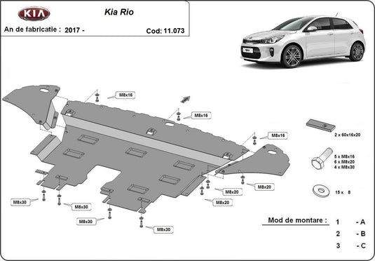 Engine - metallic shield Kia Rio 4 (2mm)