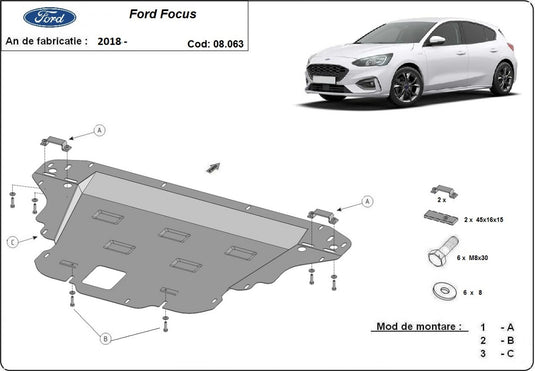 Engine - metallic shield Ford Focus 4 (2mm)