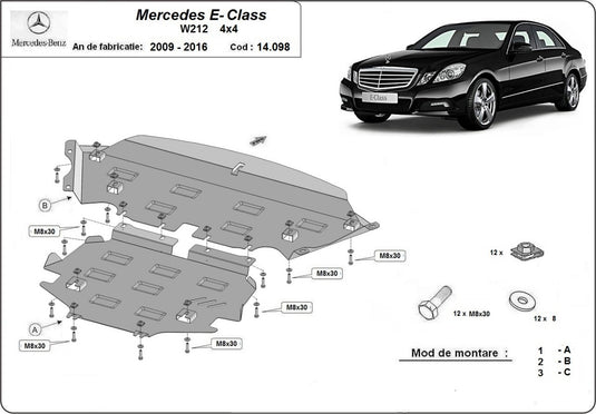 Engine - metallic shield Mercedes E-Classe W212 - 4x4 (2mm)