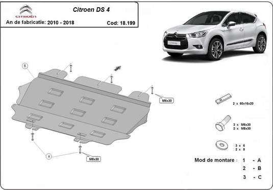 Engine - metallic shield Citroen DS4 (2mm)