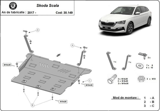 Engine - metallic shield Skoda Scala (2mm)