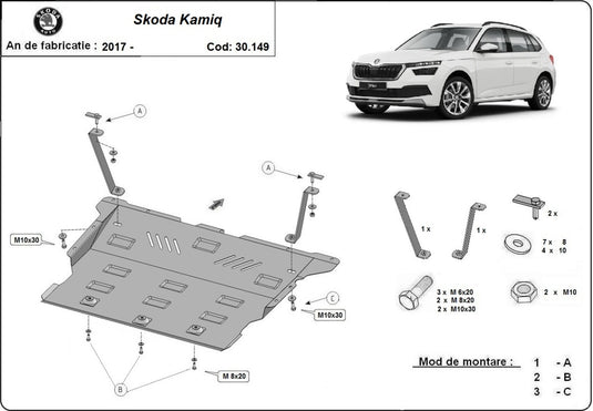 Engine - metallic shield Skoda Kamiq (2mm)
