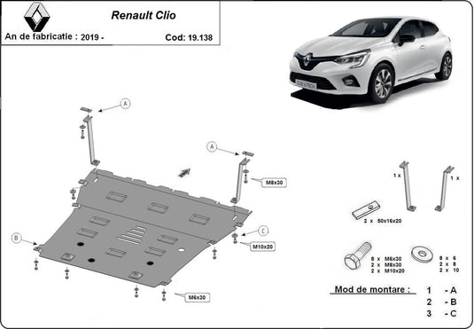 Engine - metallic shield Renault Clio V (2mm)