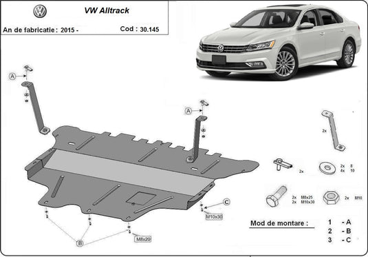 Engine - metallic shield Volkswagen Passat Alltrack- cutie de viteză manuală (2mm)