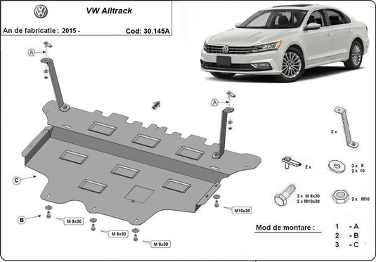 Engine - metallic shield Volkswagen Passat Alltrack - cutie de viteză automtă (2mm)