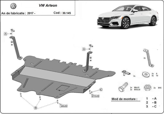 Engine - metallic shield Volkswagen Arteon - cutie de viteza manuala (2mm)