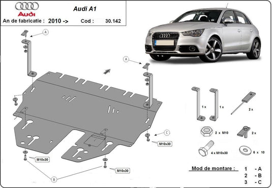 Motore - scudo metallico Audi A1 (2 mm)