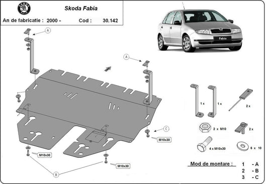Engine - metallic shield Skoda Fabia 1 - Benzina (2mm)