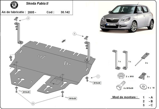Engine - metallic shield Skoda Fabia 2 - Benzina (2mm)