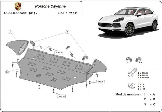 Engine - metallic shield Porsche Cayenne (0mm)