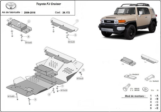 Moteur - bouclier métallique Toyota Fj Cruiser (2,5 mm)