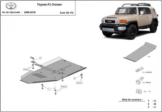 Boîte de vitesses - blindage métallique Toyota Fj Cruiser (2,5 mm)