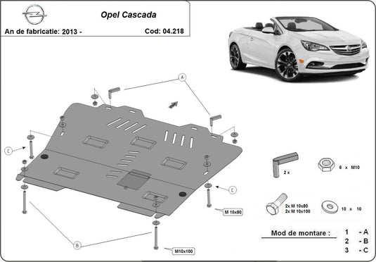 Engine - metallic shield Opel Cascada (2mm)