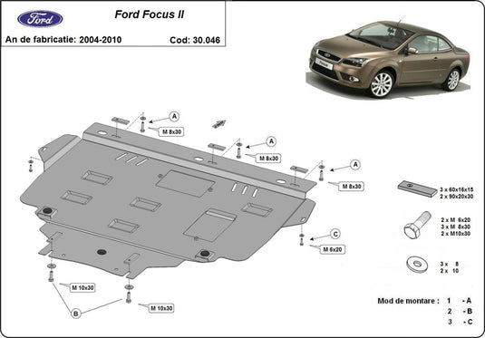 Engine - metallic shield Ford Focus 2 (2mm)