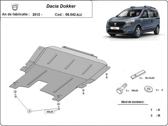 Motore - alluminio scudo metallico Dacia Dokker (4 mm)