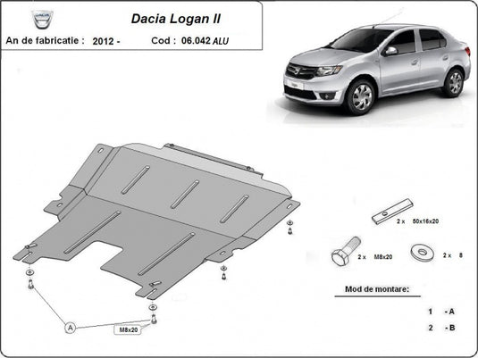 Motore - METALLIC SHIELD ALUMINUM Dacia Logan 2 (4 mm)