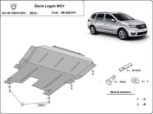 Motore - METALLIC SHIELD ALUMINUM Dacia Logan MCV (4mm)