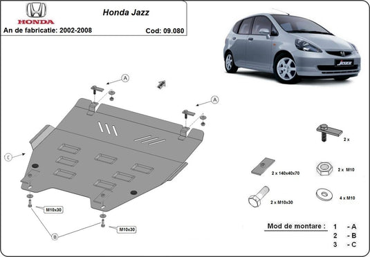 Engine - metallic shield Honda Jazz (2mm)