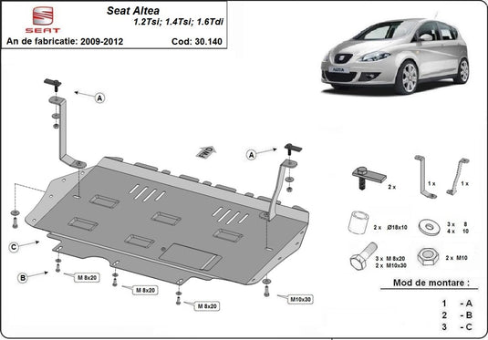 Engine - metallic shield Seat Altea (2mm)