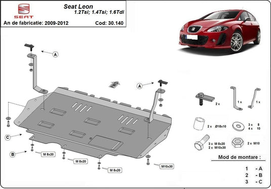 Engine - metallic shield Seat Leon (2mm)