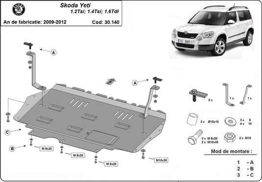 Motor - scut metalic Skoda Yeti (2mm)