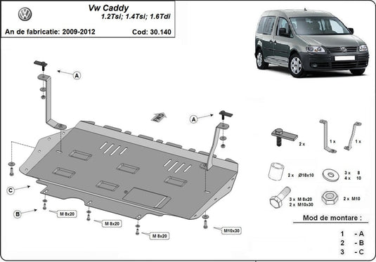 Engine - metallic shield Volkswagen Caddy (2mm)