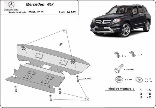 Engine - metallic shield Mercedes GLK X253 (2.5mm)