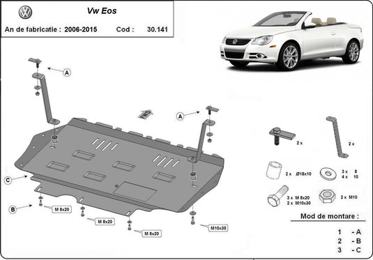 Engine - metallic shield VW Eos (2mm)