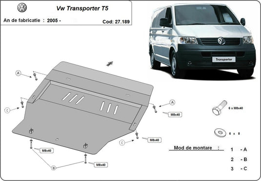 Engine - metallic shield Volkswagen Transporter T5 (2mm)