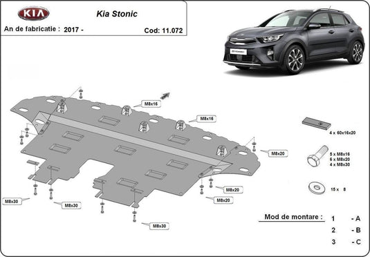 Engine - metallic shield Kia Stonic (2mm)