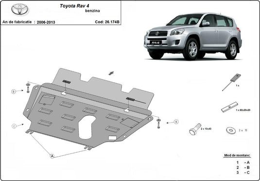 Engine - metallic shield Toyota RAV 4, motorizare benzina (2mm)