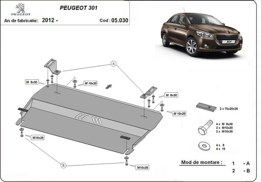 Engine - metallic shield Peugeot 301 (2mm)