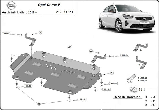 Scut motor Opel Corsa F (2mm)