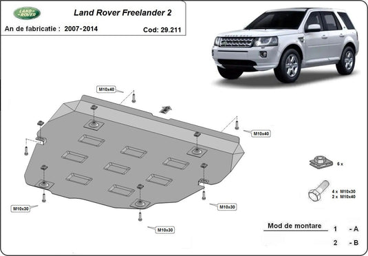 Engine - metallic shield Land Rover Freelander 2 (2mm)
