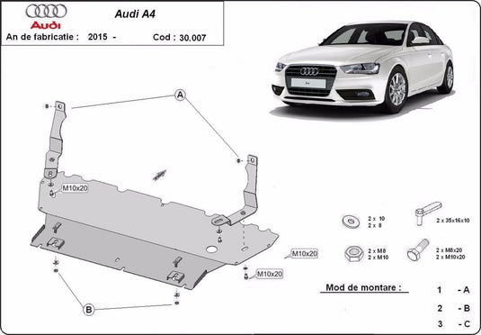 Engine - metallic shield Audi A4 B9 All Road (2mm)