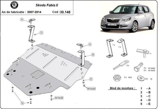 Engine - metallic shield Skoda Fabia 2 - Diesel (2mm)