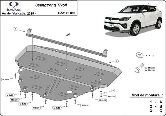 Motor - scut metalic SsangYong Tivoli (2mm)