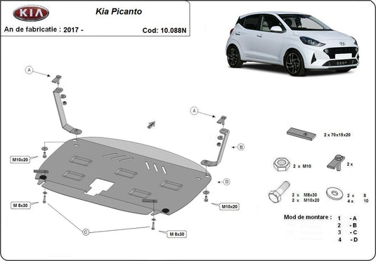 Engine - metallic shield Kia Picanto (2mm)