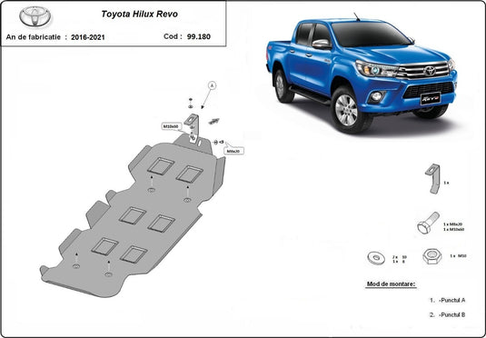 Réservoir de carburant - blindage métallique Toyota Hilux Revo (2,5 mm)