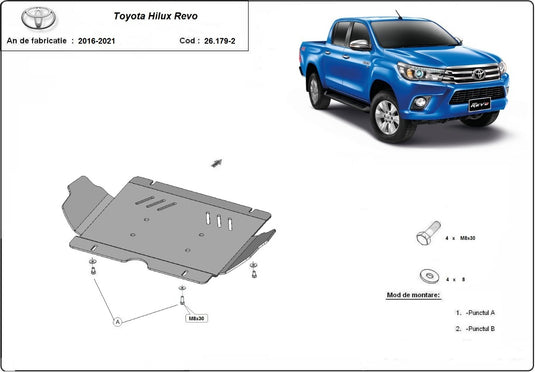 Moteur - bouclier métallique Toyota Hilux Revo (3 mm)