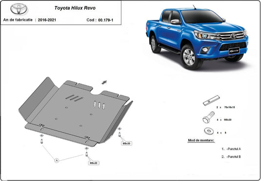 Boîte de vitesses - blindage métallique Toyota Hilux Revo (3 mm)