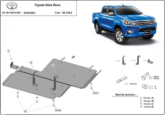Bouclier métallique pour réducteur Toyota Hilux Revo (3 mm)