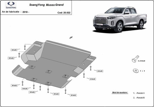 Motor - scut metalic Ssangyong Musso Grand (2mm)